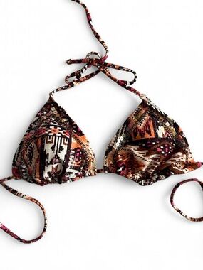 Xhilaration Multicolor Tribal Triangle Bikini Top - Orange, Brown, Pink